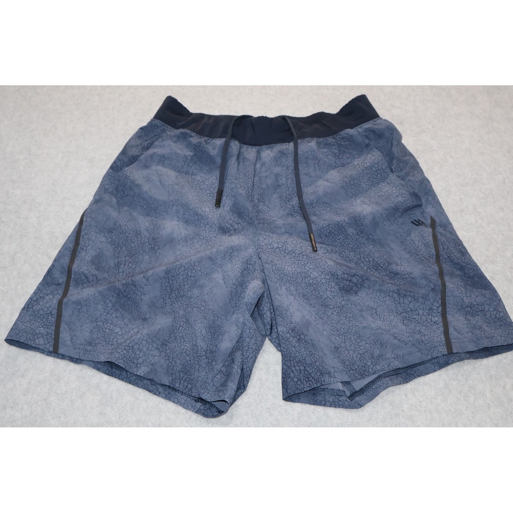 VRST Athletic Lined Shorts Men Small Blue Crackle Print Drawstring Lined Pockets